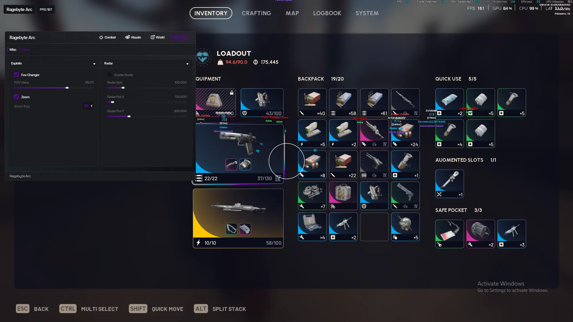 RageByte ARC Raiders inventory ESP preview
