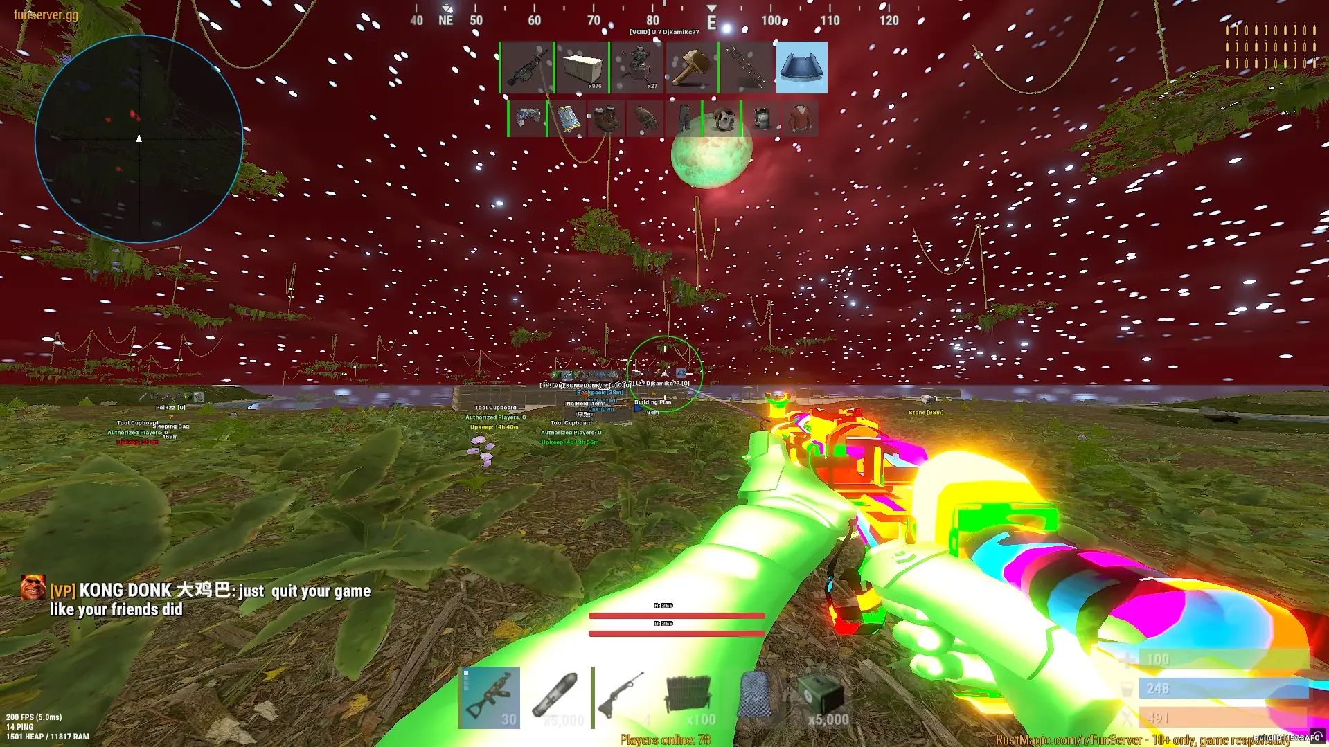 RageByte Rust in-game ESP and chams during a fight